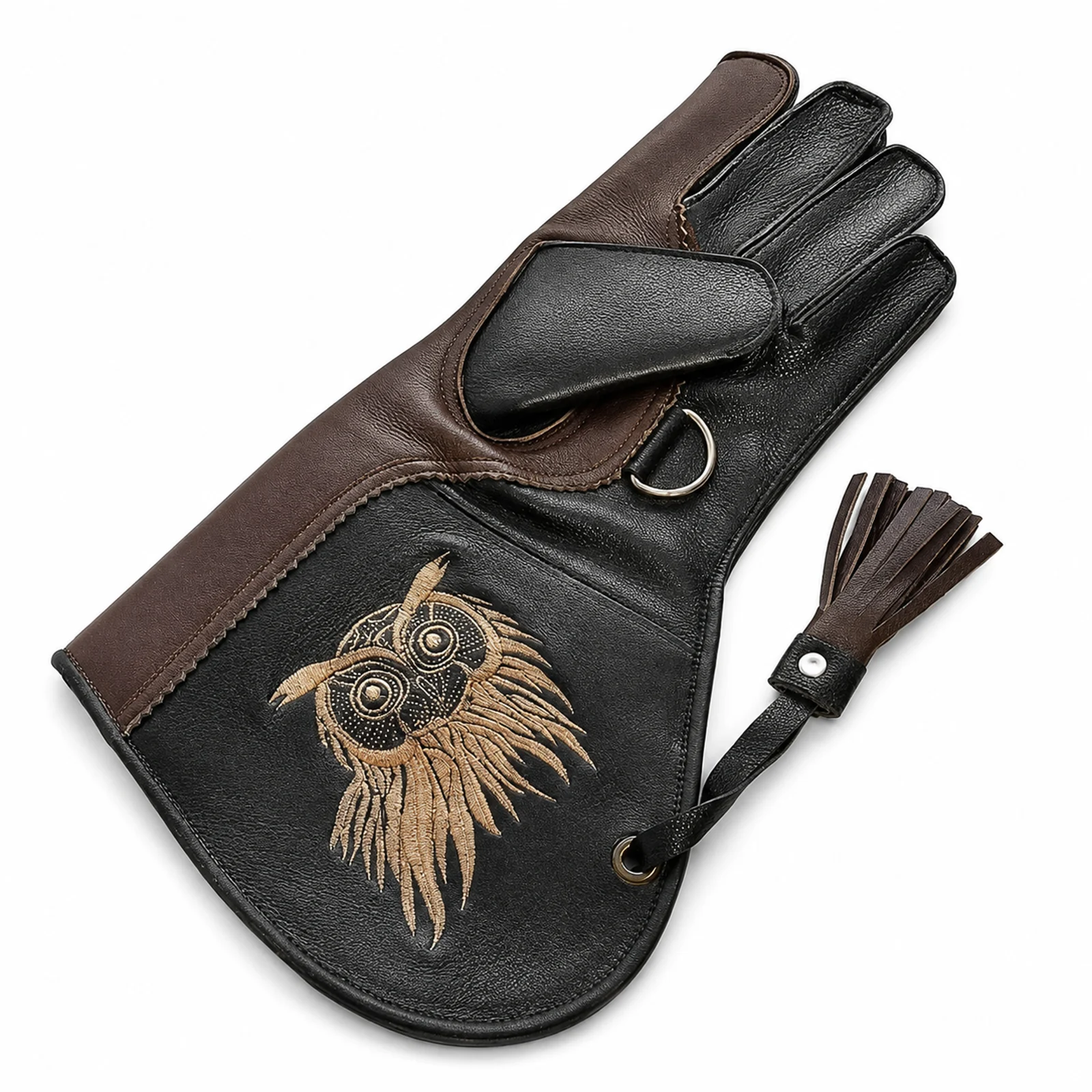 Falconry Glove with Owl Embroidery manufactured by Aly Leather Co., Sialkot