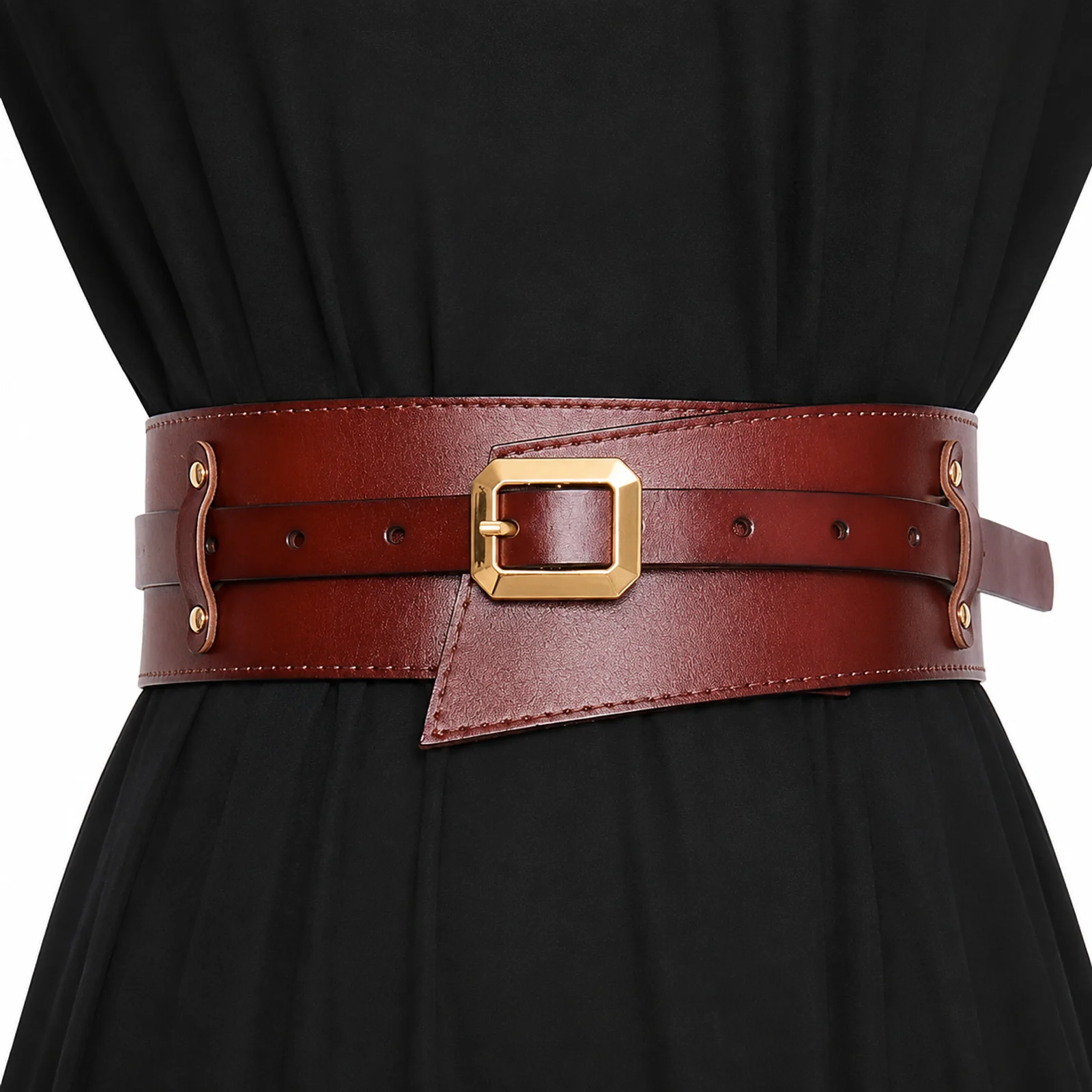 Wide Burgundy Leather Waist Belt manufactured by Aly Leather Co., Sialkot