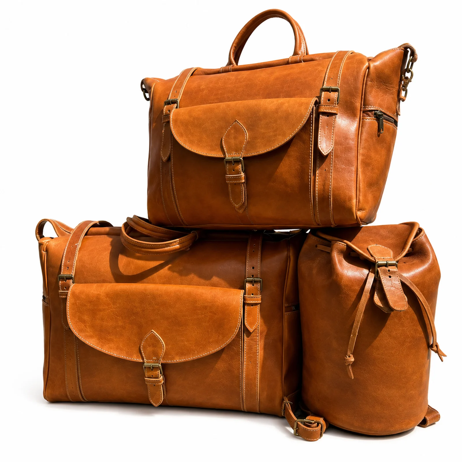 Leather Duffel and Backpack Set manufactured by Aly Leather Co., Sialkot