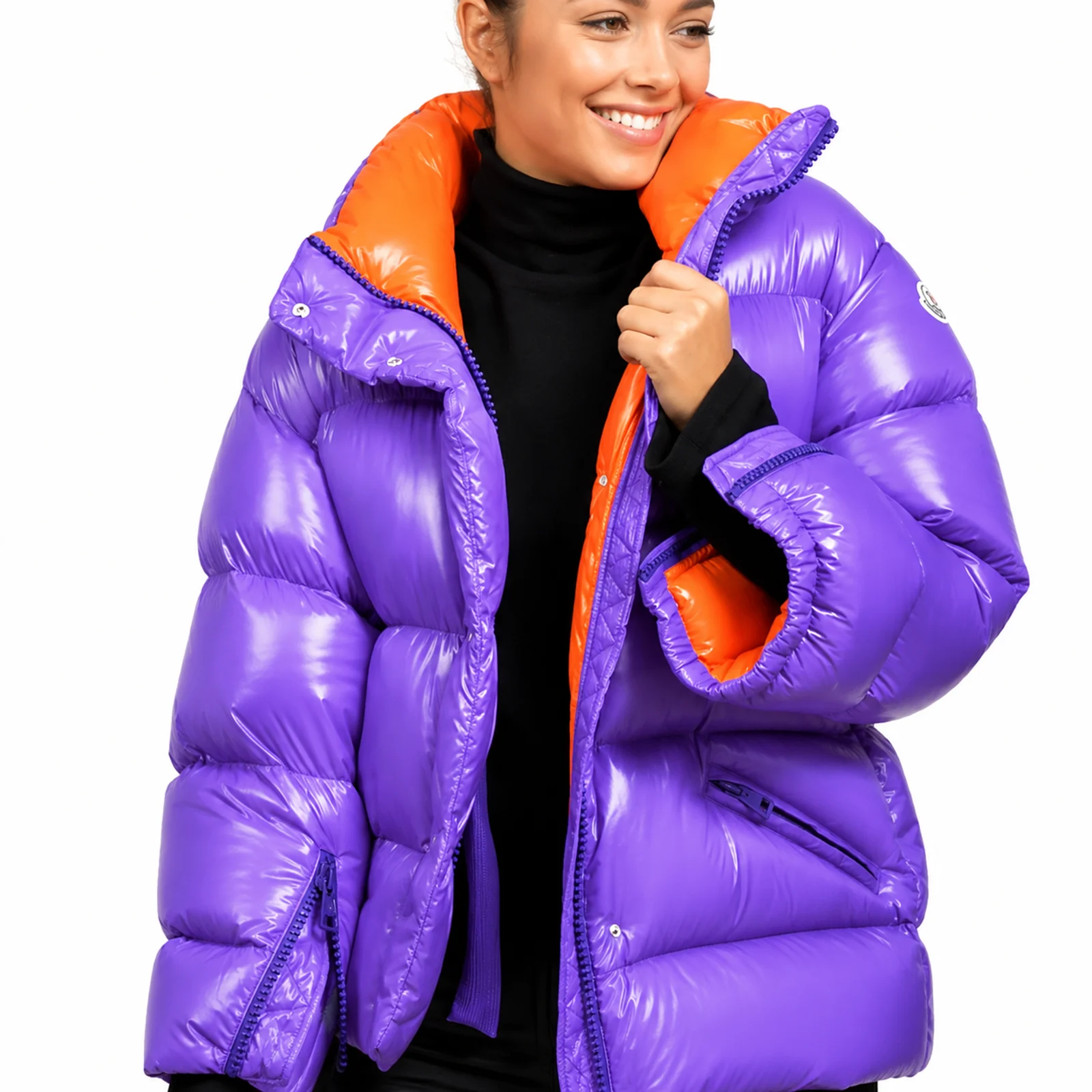 Purple Glossy Puffer Jacket manufactured by Aly Leather Co., Sialkot