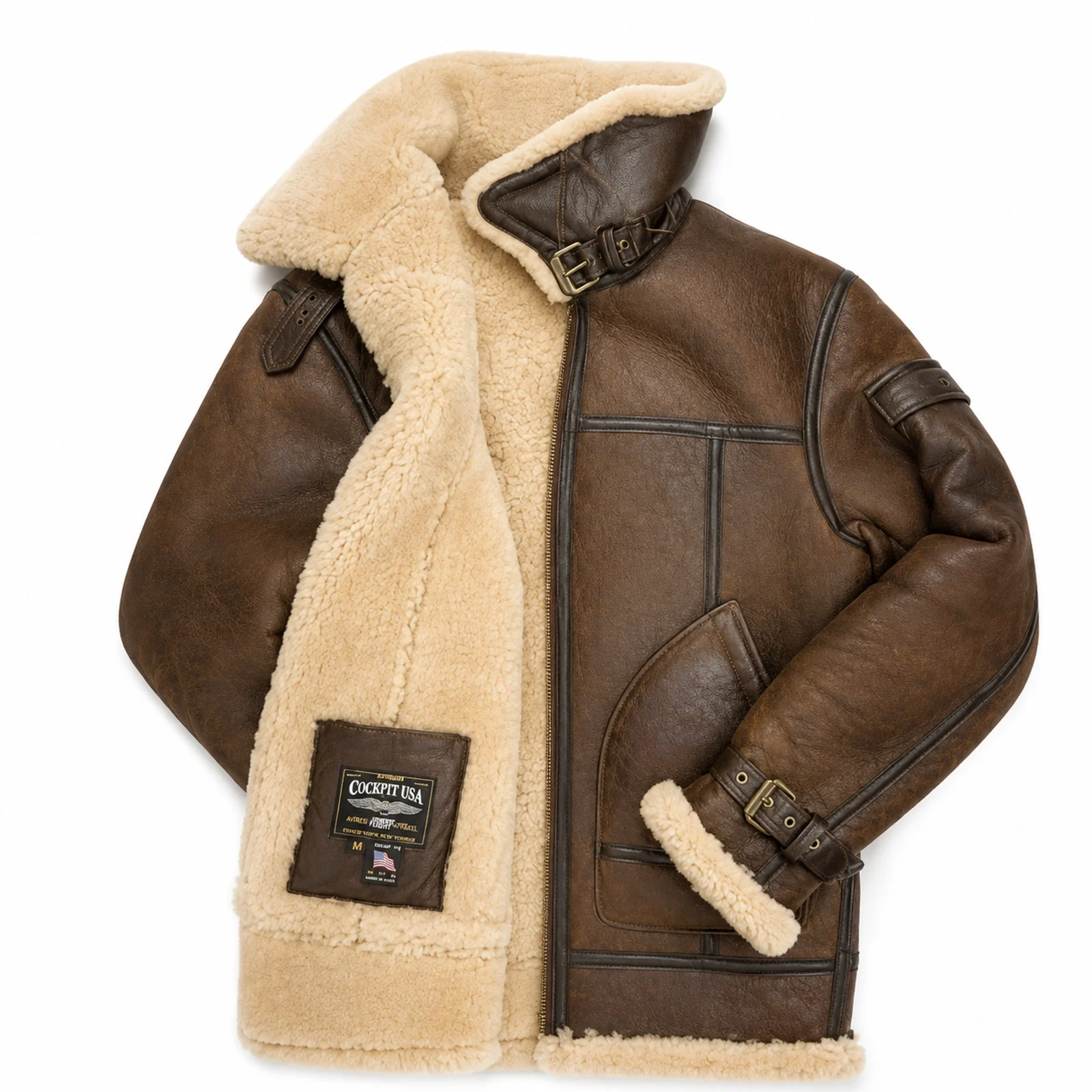 Brown Shearling Aviator Flight Jacket, photo 2