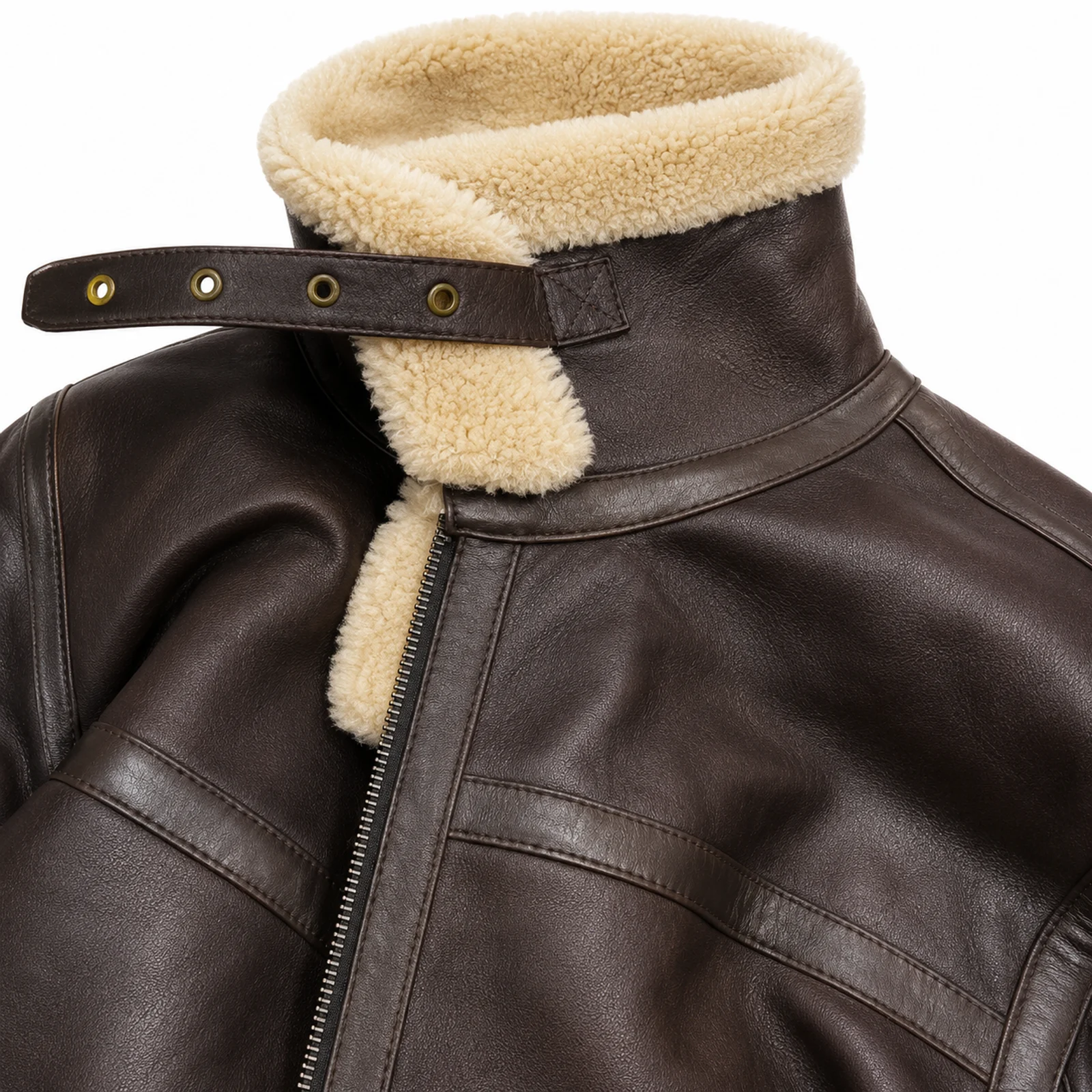 Dark Brown Leather Aviator Jacket manufactured by Aly Leather Co., Sialkot