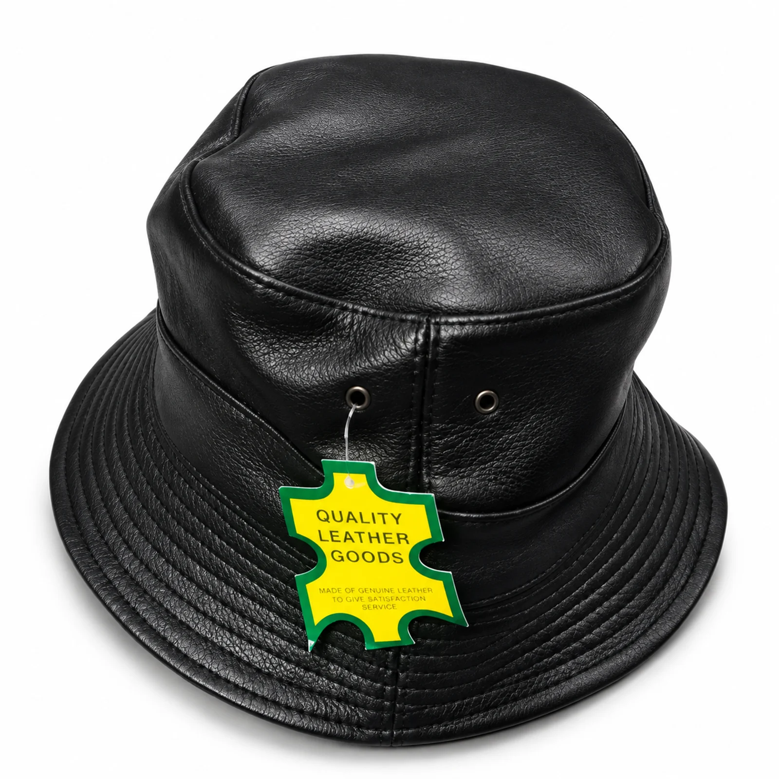 Black Leather Bucket Hat manufactured by Aly Leather Co., Sialkot