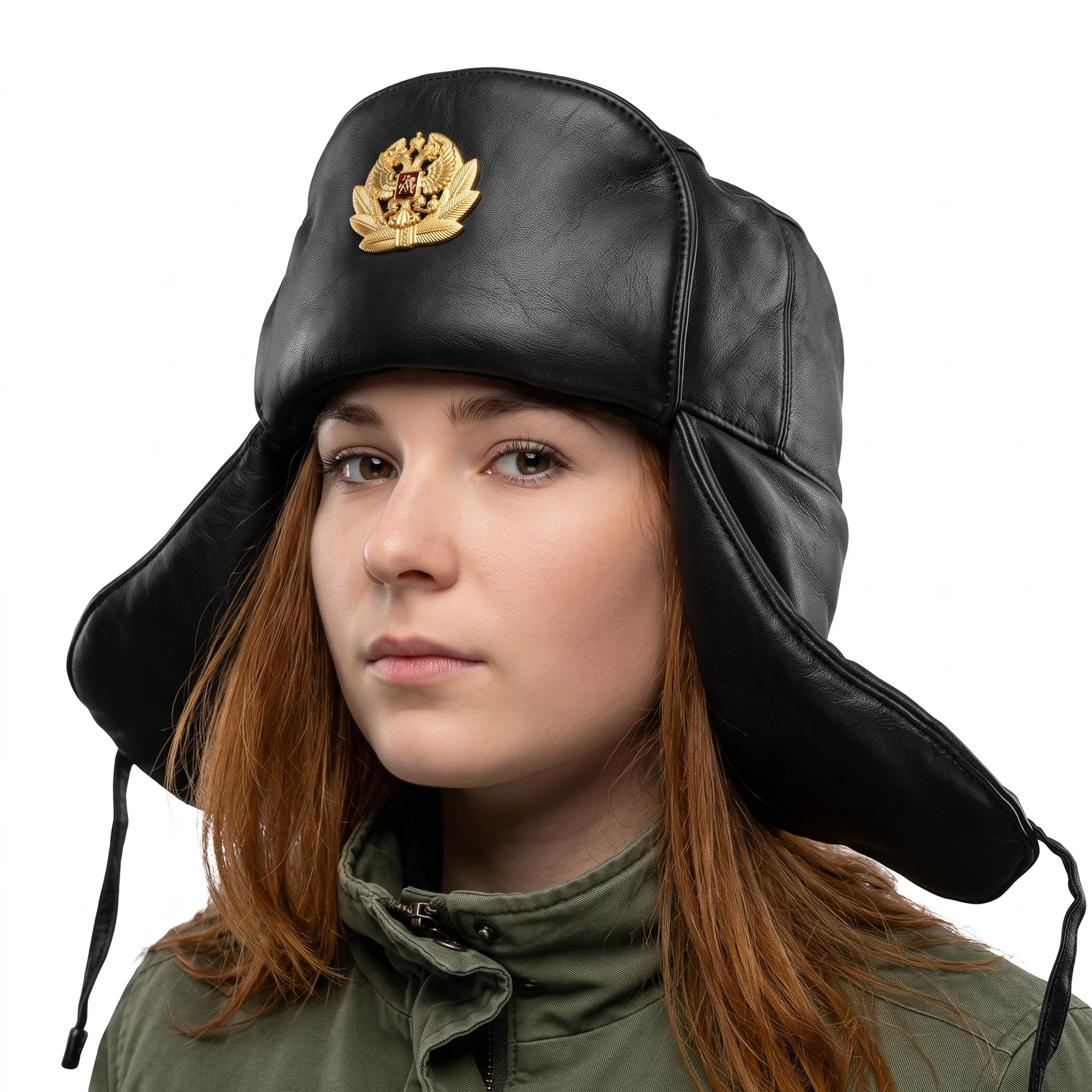 Black Leather Trapper Hat manufactured by Aly Leather Co., Sialkot