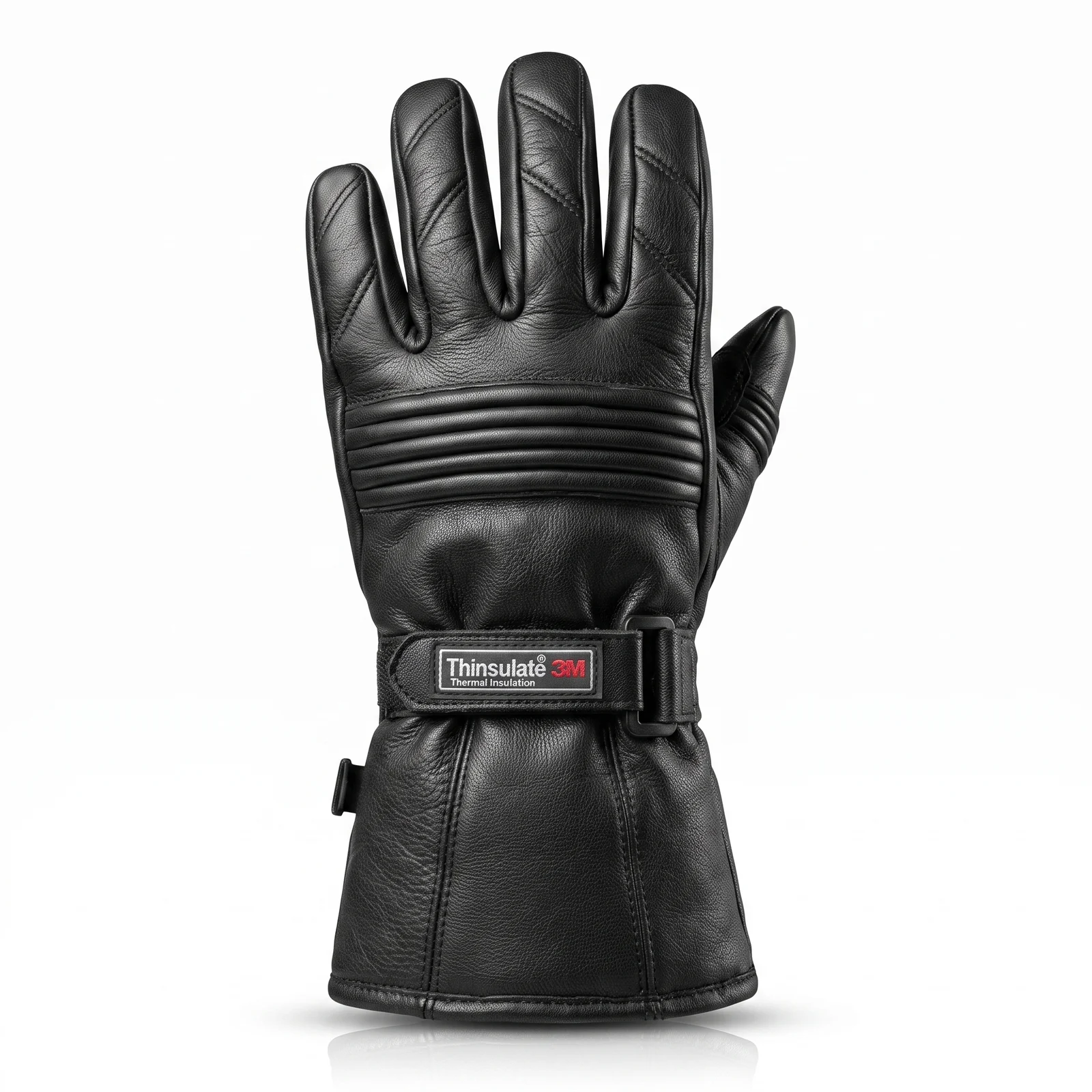 Black Leather Winter Gauntlet Gloves manufactured by Aly Leather Co., Sialkot
