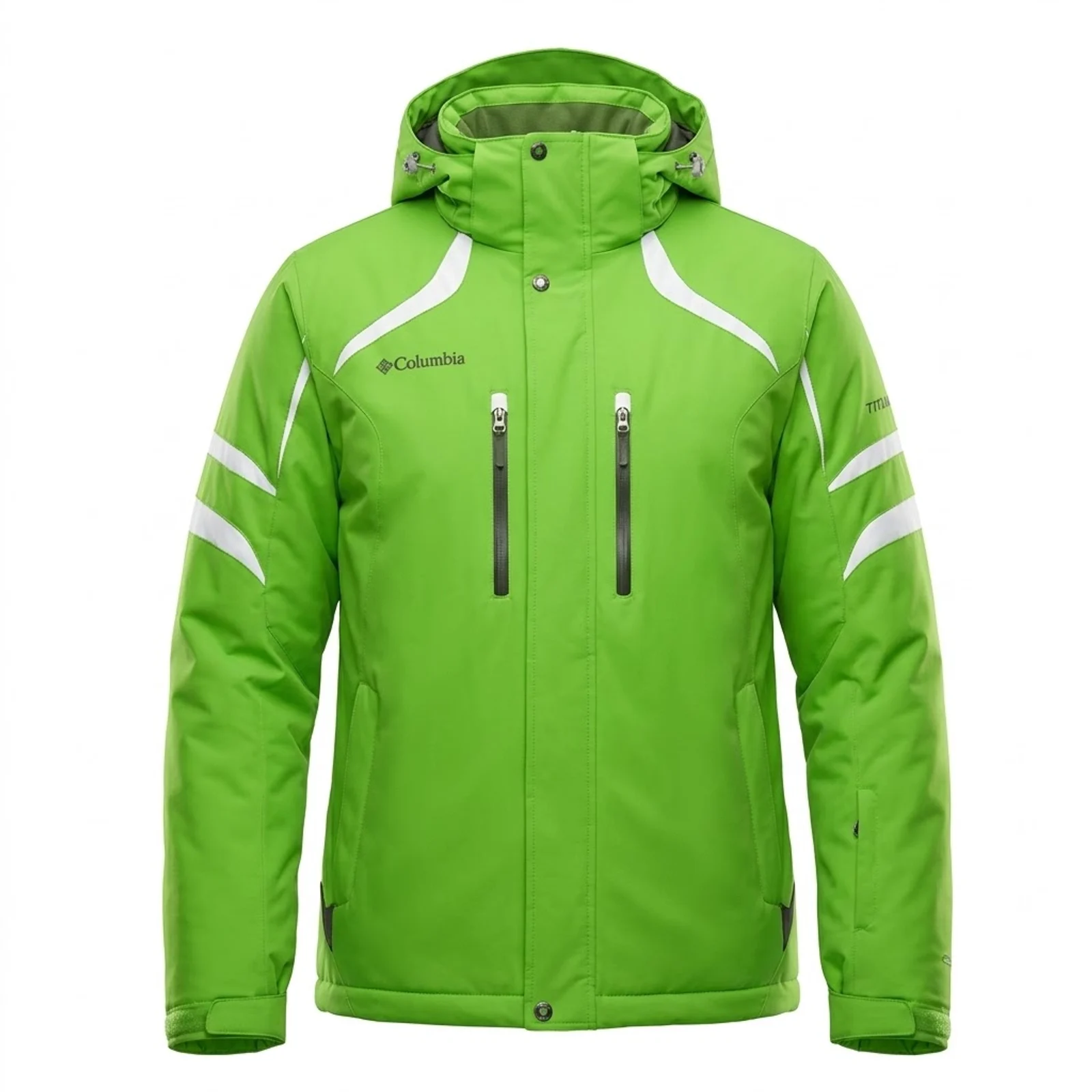 Green Ski Jacket manufactured by Aly Leather Co., Sialkot