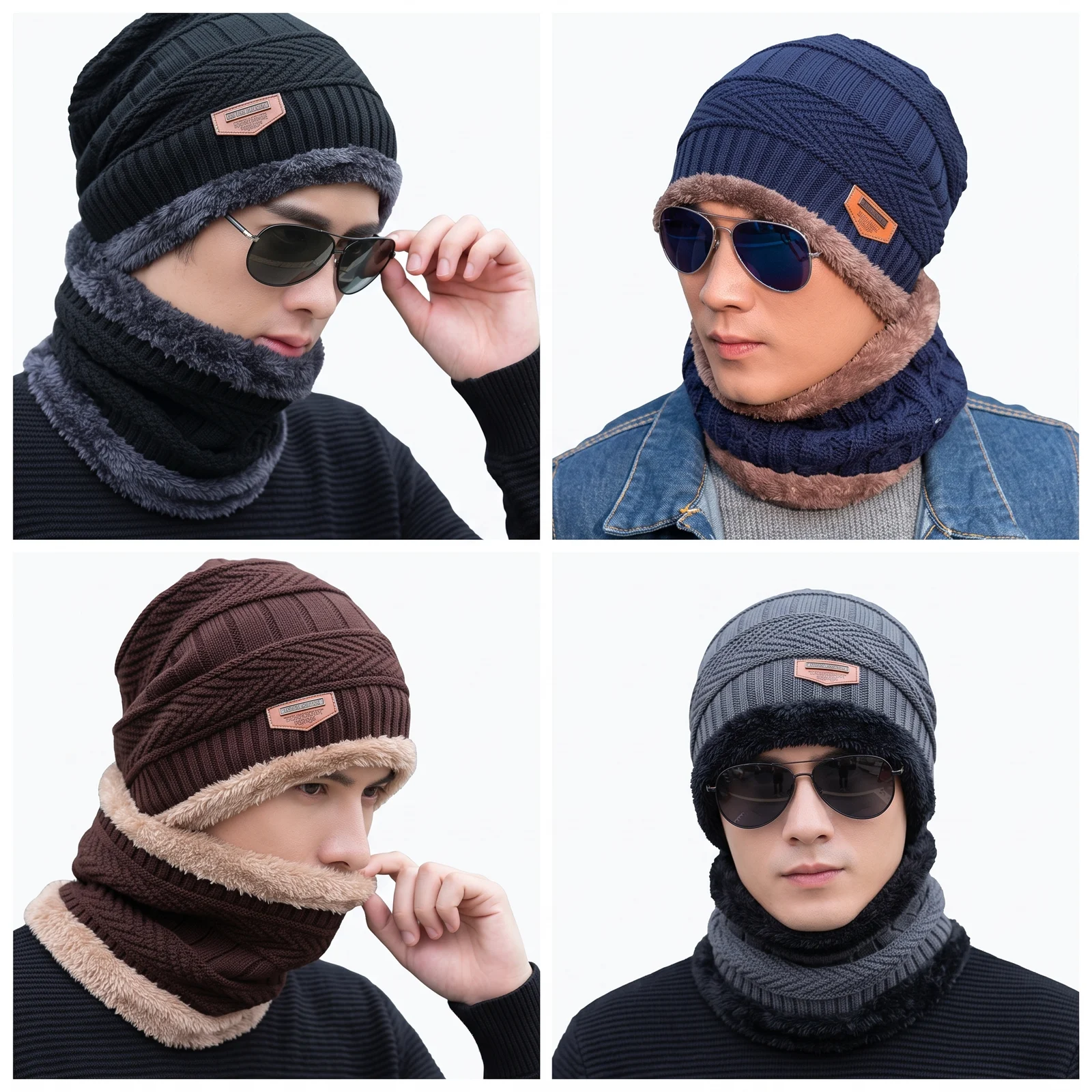 Knitted Beanie and Neck-Warmer Set manufactured by Aly Leather Co., Sialkot